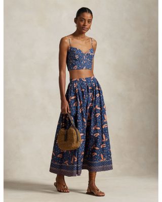 Floral Cotton Poplin A-Line Skirt