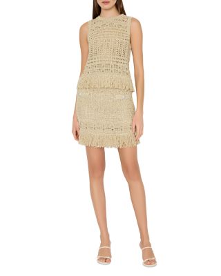 MILLY - Beaded Fringe Hem Knit Top & Skirt