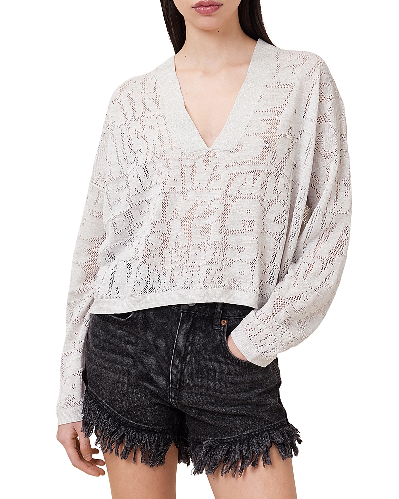 Shop Allsaints Kaito V Neck Sweater In Chalk White