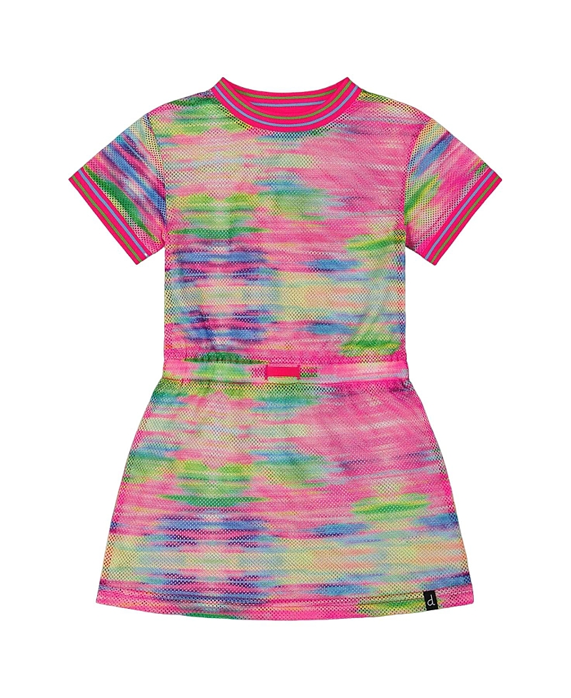 Deux Par Deux Little Girl's Short Sleeve Mesh Beach Dress Multicolored In Multicolored