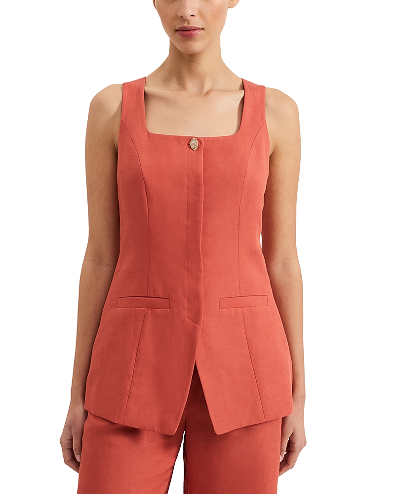 Phase Eight Lottie Square Neck Waistcoat In Brown
