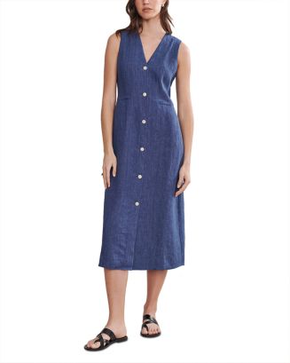 rowan linen button up midi dress Rowan Linen Button Up Midi Dress