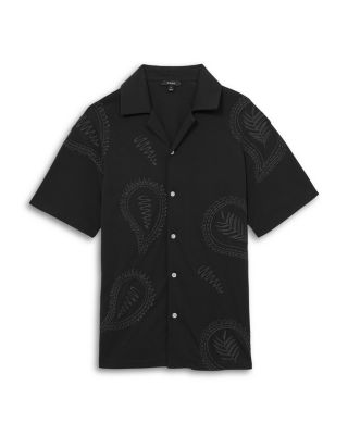Short Sleeve Embroidered Paisley Camp Shirt