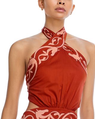 Printed Cut Out Halter Maxi Dress