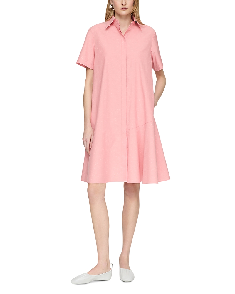 Lafayette 148 New York Flounce Hem Slub Cotton Shirtdress In Pink