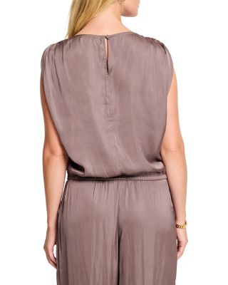 Glossy Sheen Ruched Shoulder Top