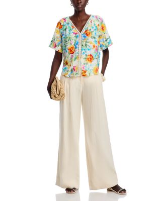 Printed V Neck Blouse 