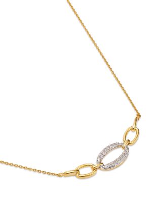 Diamond Pav&eacute; Link Necklace in 14K Yellow Gold, 0.25 tcw