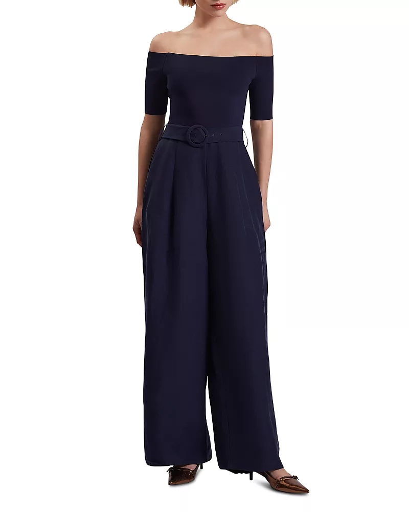 Ted Baker Angeliy Knit Bodice Bardot Top Jumpsuit