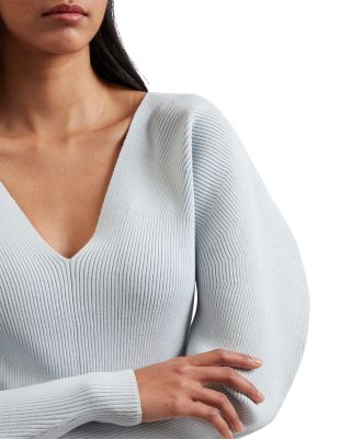 Amelyaa Ribbed Sculpted Sleeve Sweater