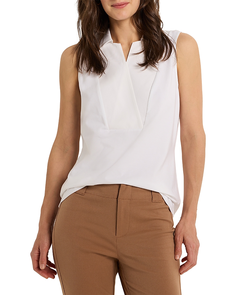 Nic + Zoe Nic+zoe Easy Collar Mixed Media Tank In Paper White