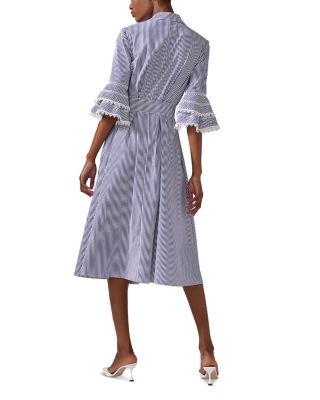 Tiered Ruffle Sleeve Cotton Shirt Dress