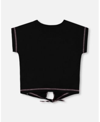 Girls' Organic Cotton Tee with Print and Knot - Little Kid