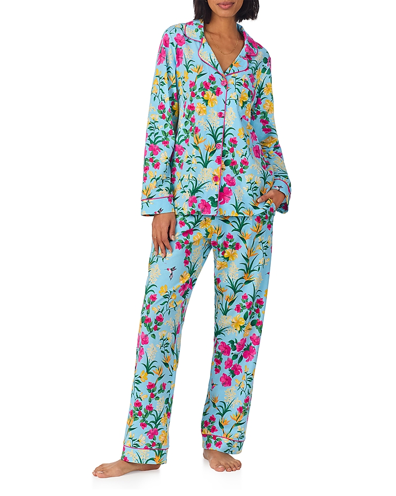 Shop Bedhead Pajamas Printed Knit Long Sleeve Pajama Set In Tropical Paradise