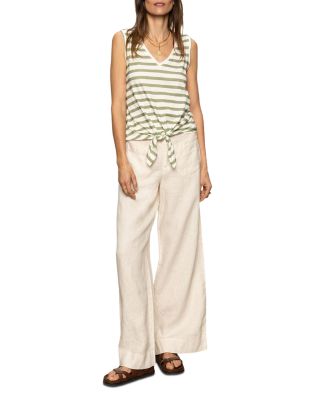 Floral V Neck Tie Front Tank