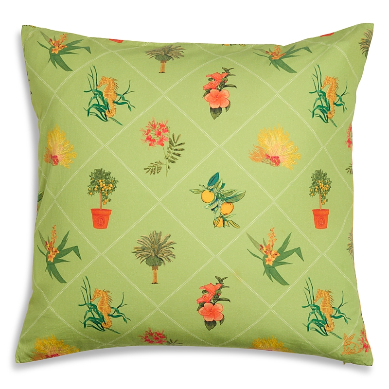Coniglio Palm Beach Throw Pillow In Pistachio / Palm Beach Orange, 20 X 20