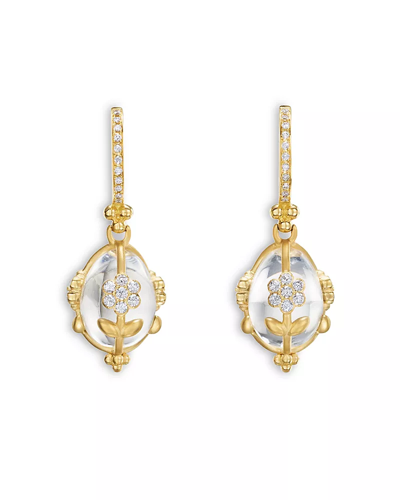 Temple St. Clair 18K Yellow Gold Fj Crystal & Diamond Fiori Amulet Drop Earrings