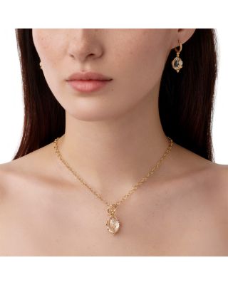 18K Yellow Gold FJ Crystal & Diamond Flower Amulet Pendant