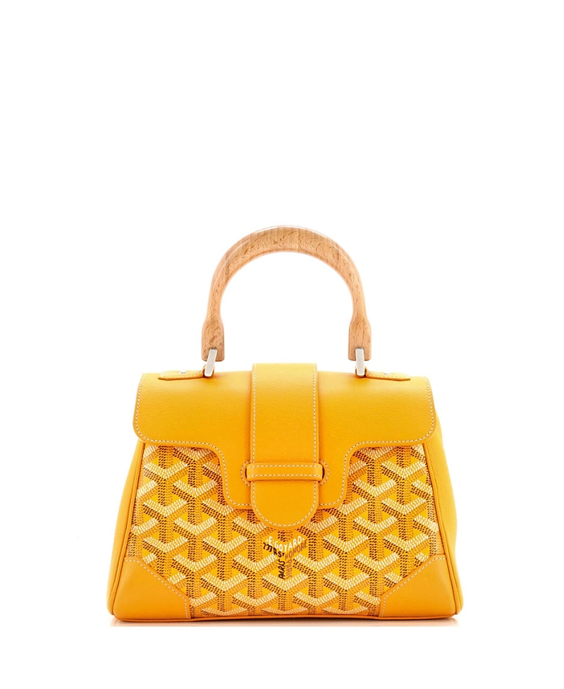 Pre-owned Pre-owned Goyard Goyard Mini Saigon Top Handle Bag Coated Canvas With Leather In Yellow