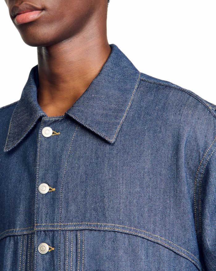 Chambray Oversized Fit Wool Trucker Jacket