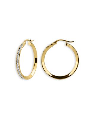 Pav&eacute; Hoop Earrings in 18K Gold Plated Sterling Silver - Exclusive