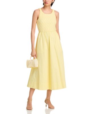 Bryony Yellow Lace Poplin Midi Dress