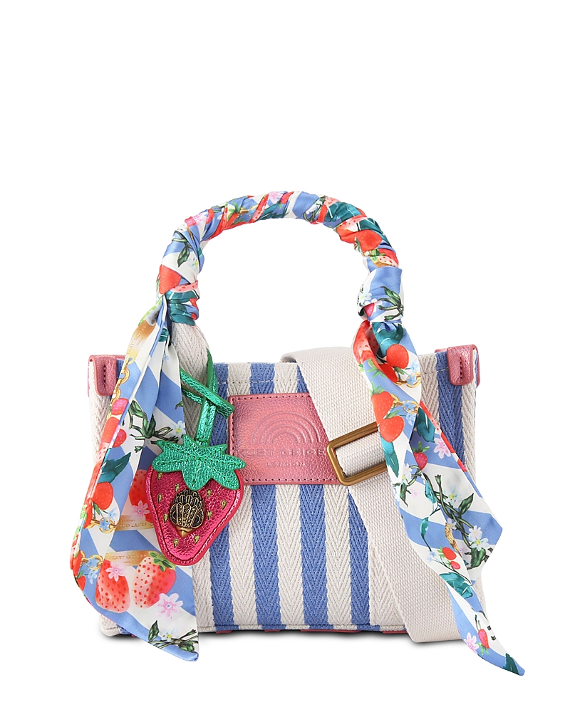 Kurt Geiger Extra Small Southbank Striped Canvas Tote In Open Blue