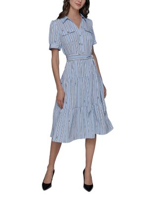 KARL LAGERFELD PARIS - Striped Belted Shirt Dress