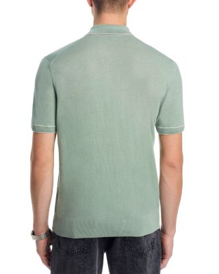 Linen Blend Knit Polo Sweater