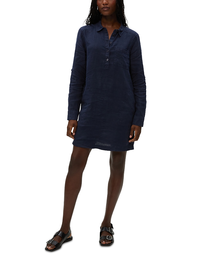 Michael Stars Eleanor Linen Popover Dress In Nocturnal