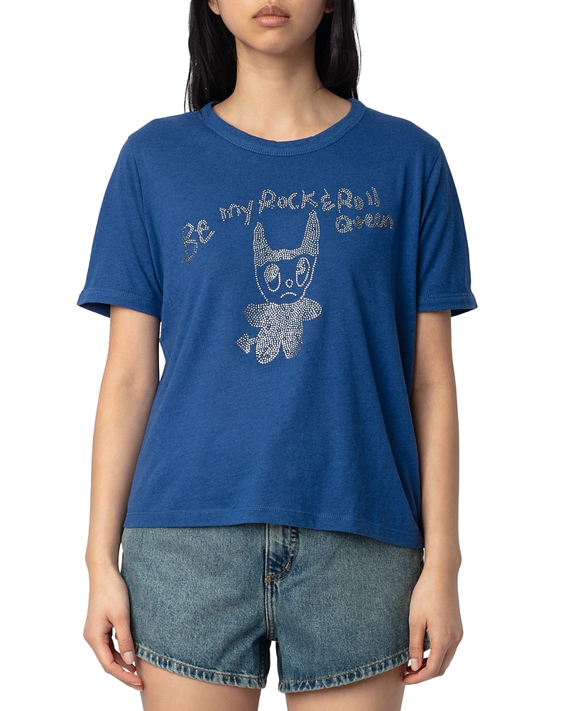Zadig & Voltaire Woos Rock Devil Ringer Tee In Surf