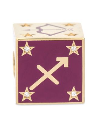 9K Sagittarius Zodiac Diamond & Ceramic Block Big Bead