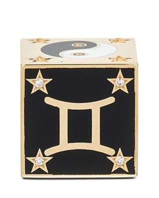 9K Gemini Zodiac Diamond & Ceramic Block Big Bead