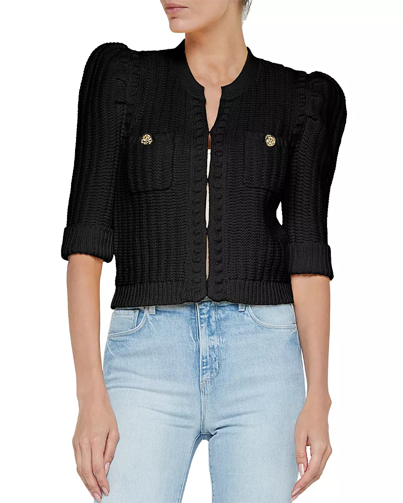 L'Agence Delilah Crop Textured Cardigan
