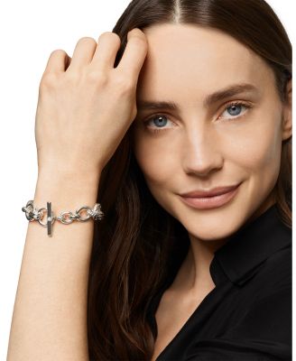 Chain Bracelet in Sterling Silver with Diamonds, 8mm
