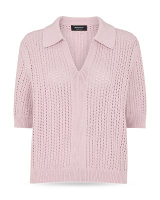 Pointelle Collar Detail Knit Sweater
