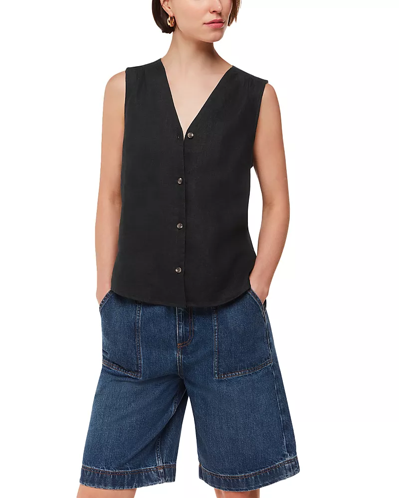 Whistles Laura Linen V Neck Vest