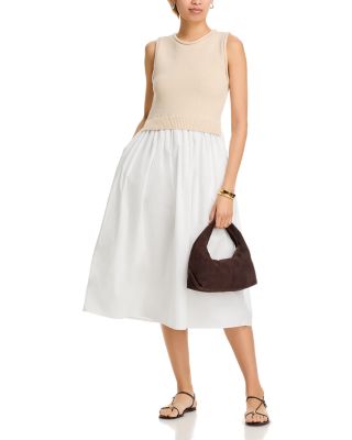 Mixed Media Poplin Midi Dress - Exclusive