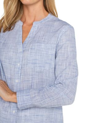 Long Sleeve Button Front Woven Top