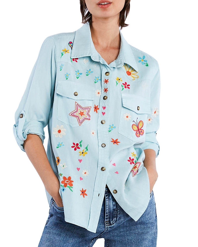 Billy T Sketchbook Embroidered Denim Shirt