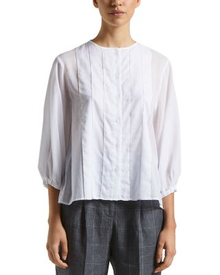 Peserico - Pintuck Collarless Blouse