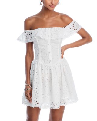 AQUA - Eyelet Mini Dress - Exclusive