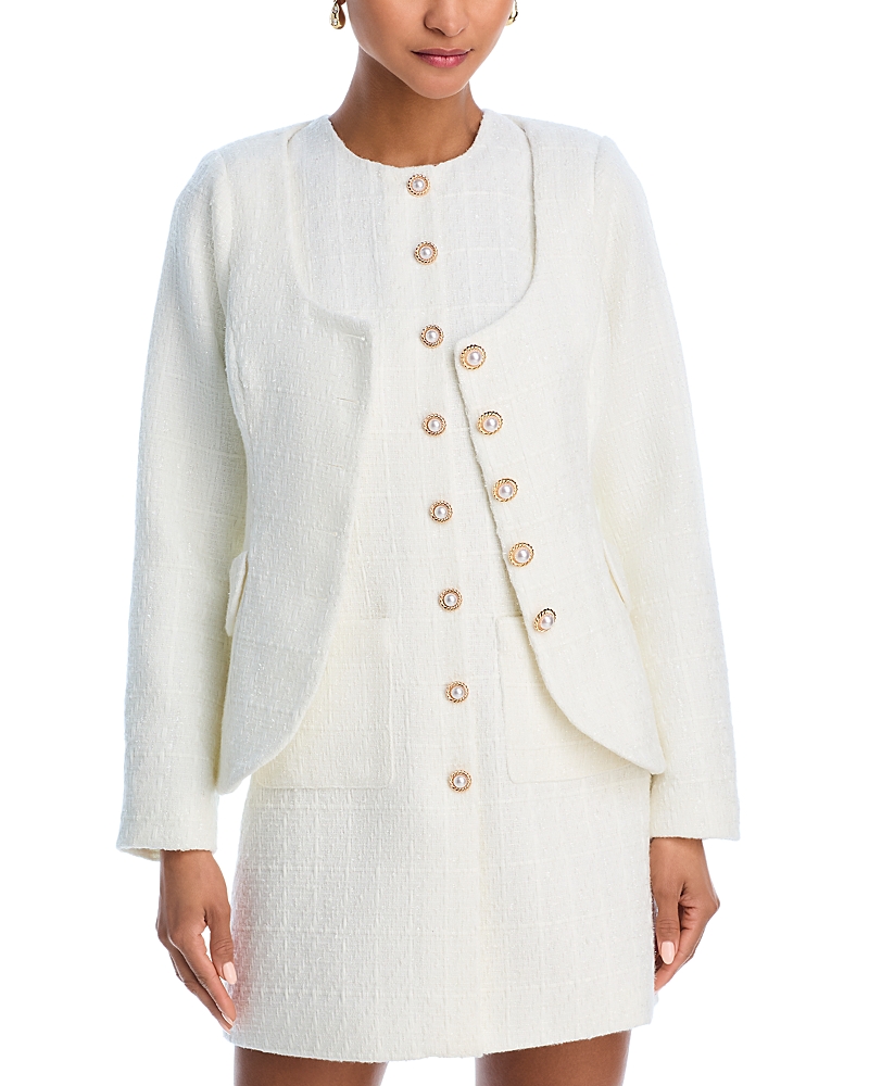 AQUA SCOOP NECK TWEED JACKET