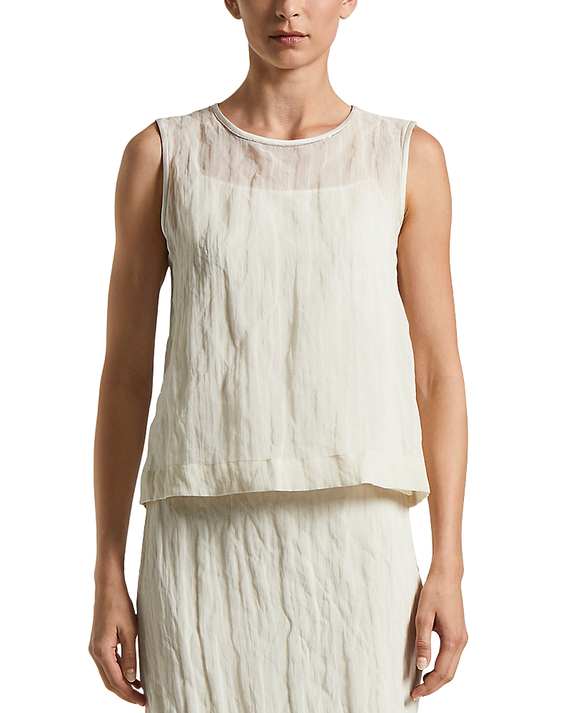 Peserico Sleeveless Crinkle Camisole In Almond White