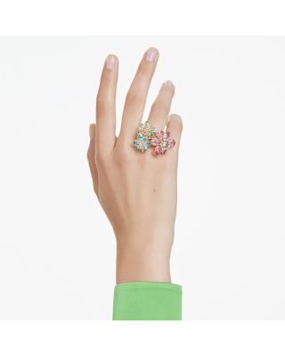 Idyllia Multicolor Crystal Flower Triple Row Ring
