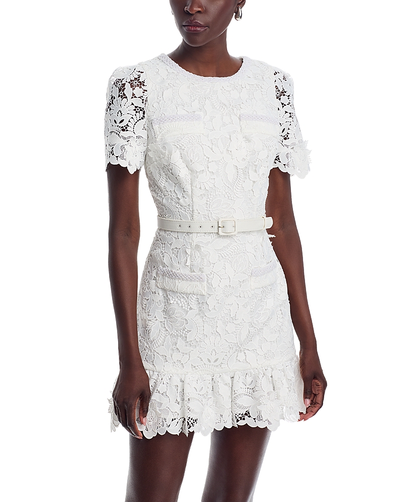 Milly Garden Lace Mini Dress In White