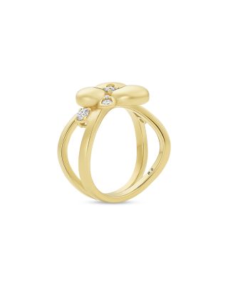 18K Yellow Gold Ischia Diamond Clover Ring