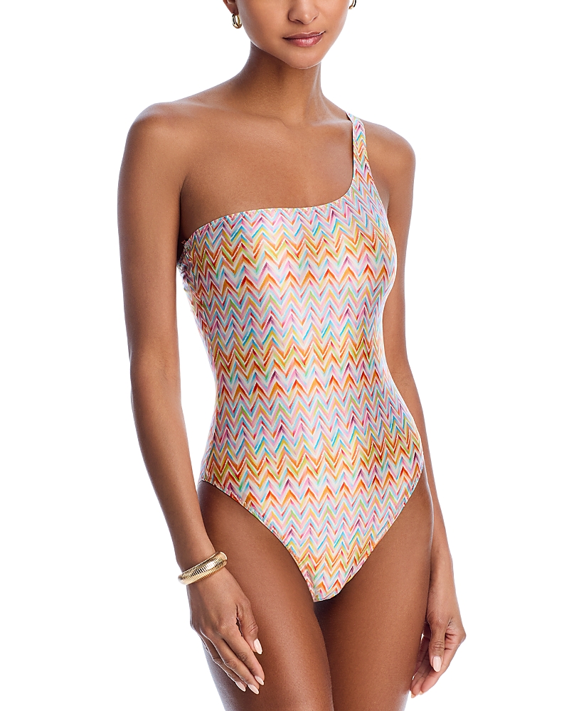 MISSONI PRINTED ONE SHOULDER ONE PIECE SWIMSUIT