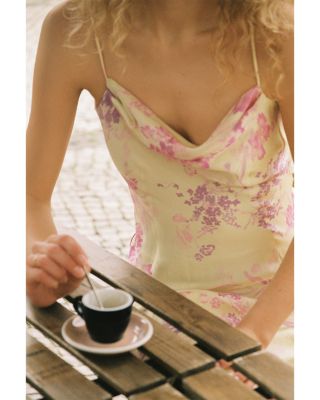 Elyria Oona Yellow Satin Maxi Dress