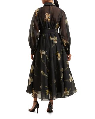 ★Ted Baker LIORRA フローラルオルガンザ 上質マキシ★ Floral Organza Belted Midi Shirt Dress - LIORRA | Ted Baker